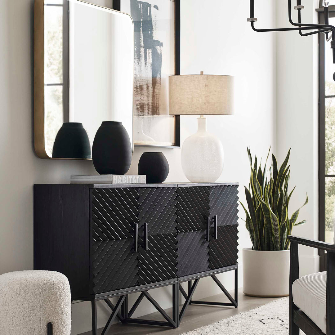 American Home Furniture Uttermost Hearth Matte Black Vases, Set/3