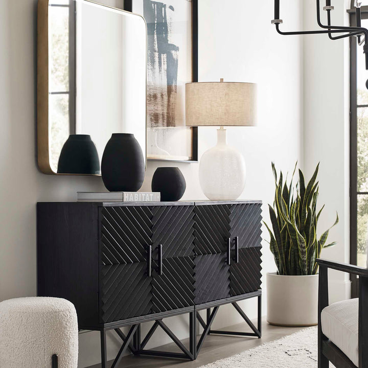 American Home Furniture Uttermost Hearth Matte Black Vases, Set/3