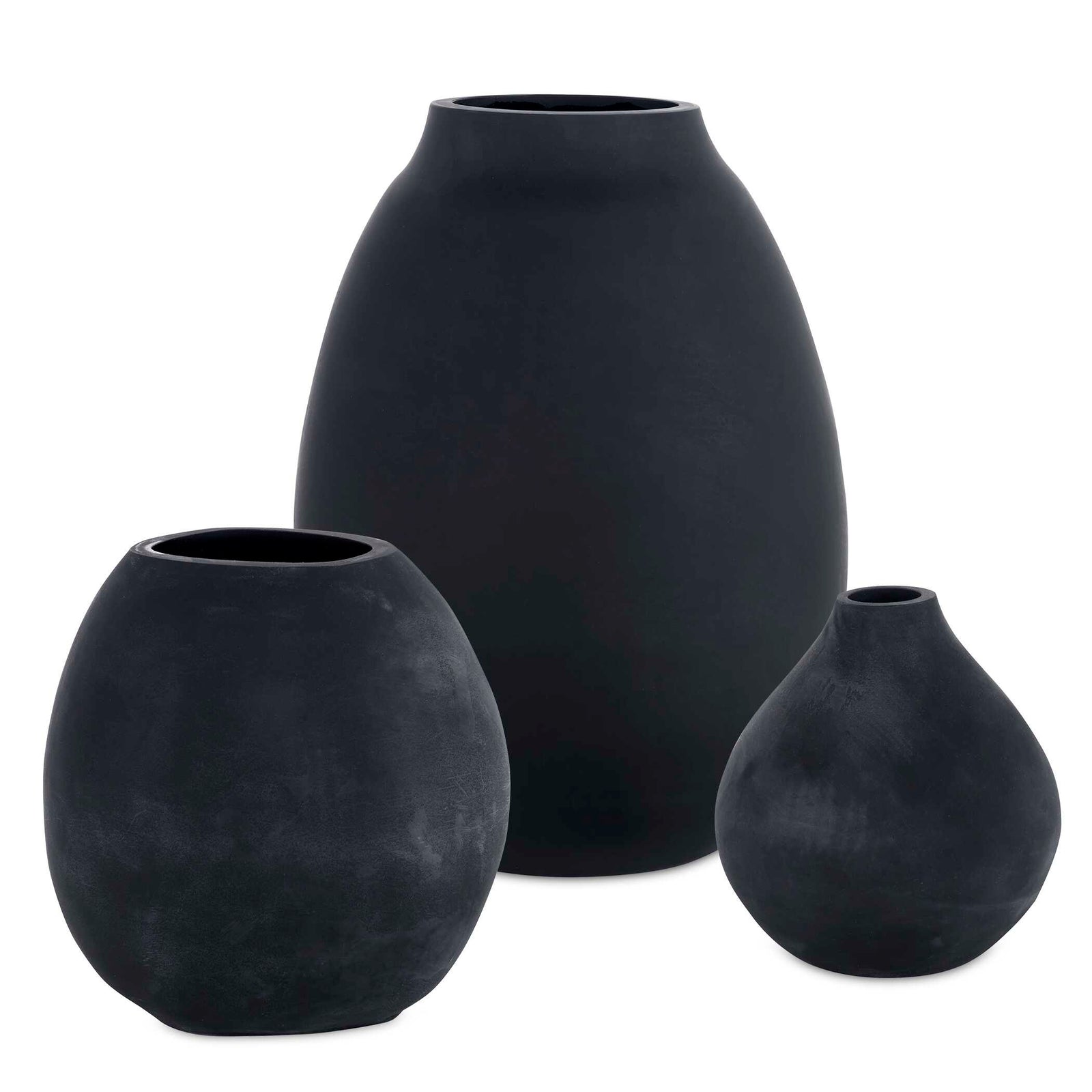 American Home Furniture Uttermost Hearth Matte Black Vases, Set/3
