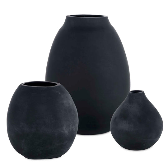 American Home Furniture Uttermost Hearth Matte Black Vases, Set/3