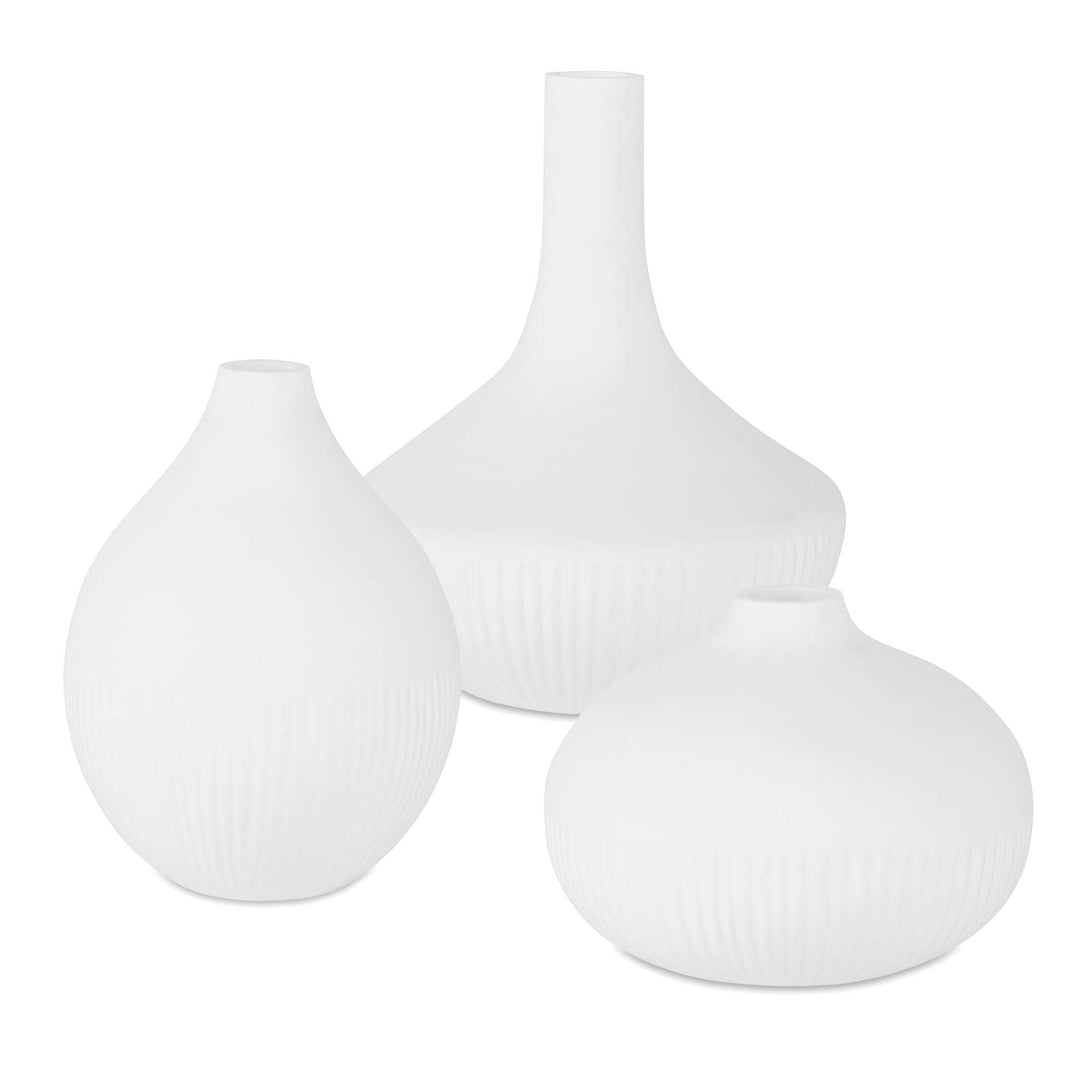 American Home Furniture Uttermost Apothecary Satin White Vases, Set/3