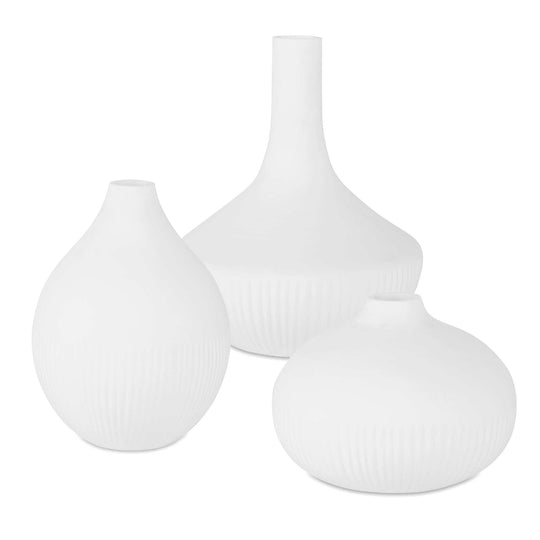 American Home Furniture Uttermost Apothecary Satin White Vases, Set/3