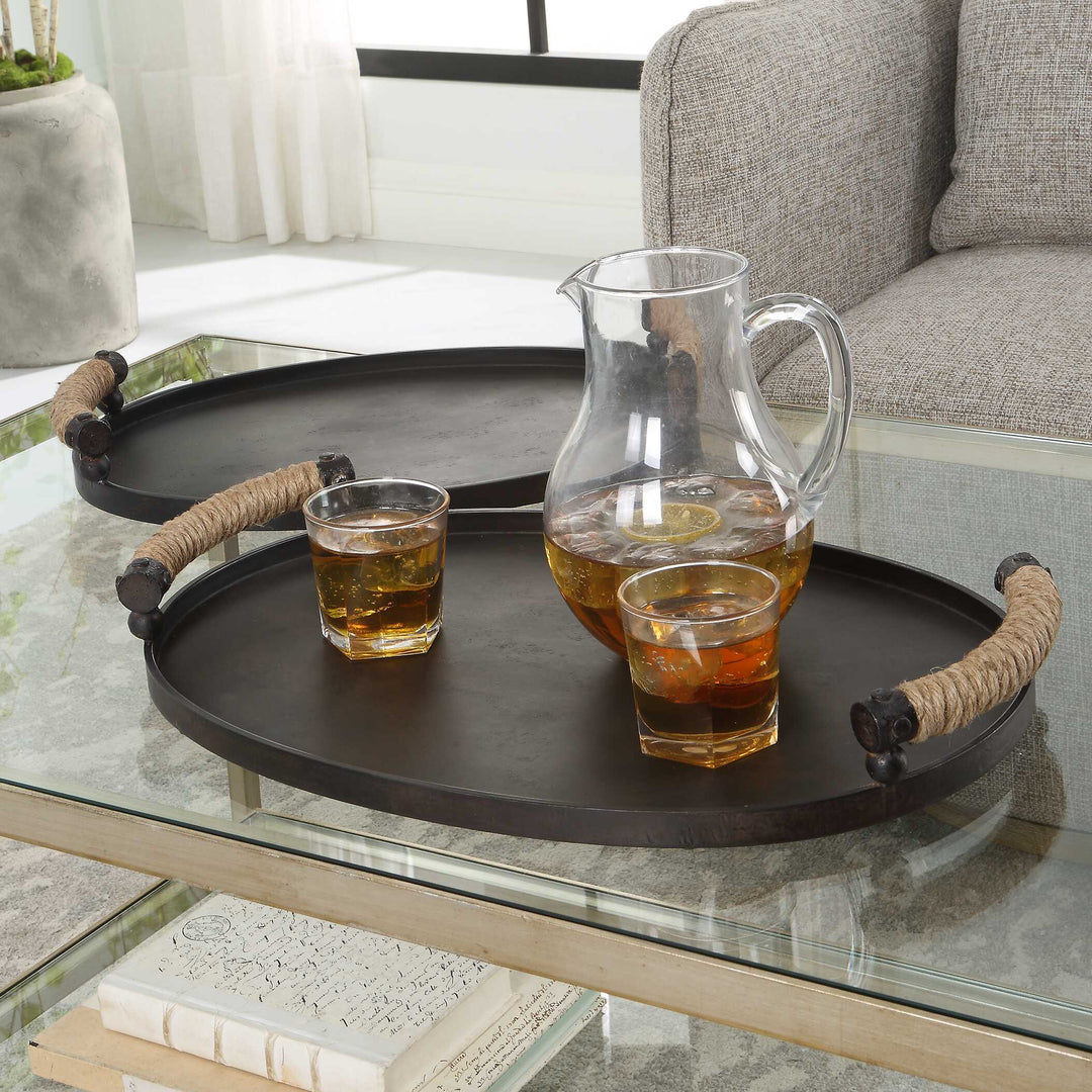 American Home Furniture Uttermost Viggo Bronze Trays, Set/2