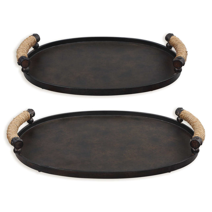 American Home Furniture Uttermost Viggo Bronze Trays, Set/2