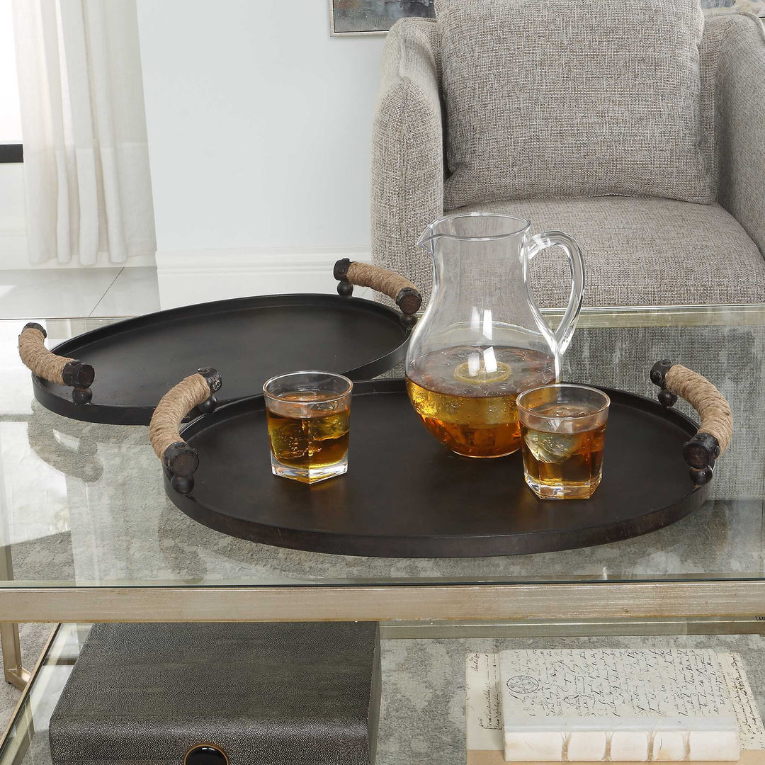American Home Furniture Uttermost Viggo Bronze Trays, Set/2