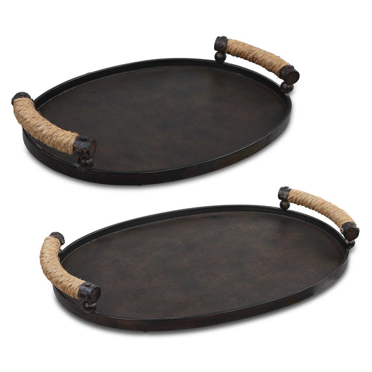 American Home Furniture Uttermost Viggo Bronze Trays, Set/2