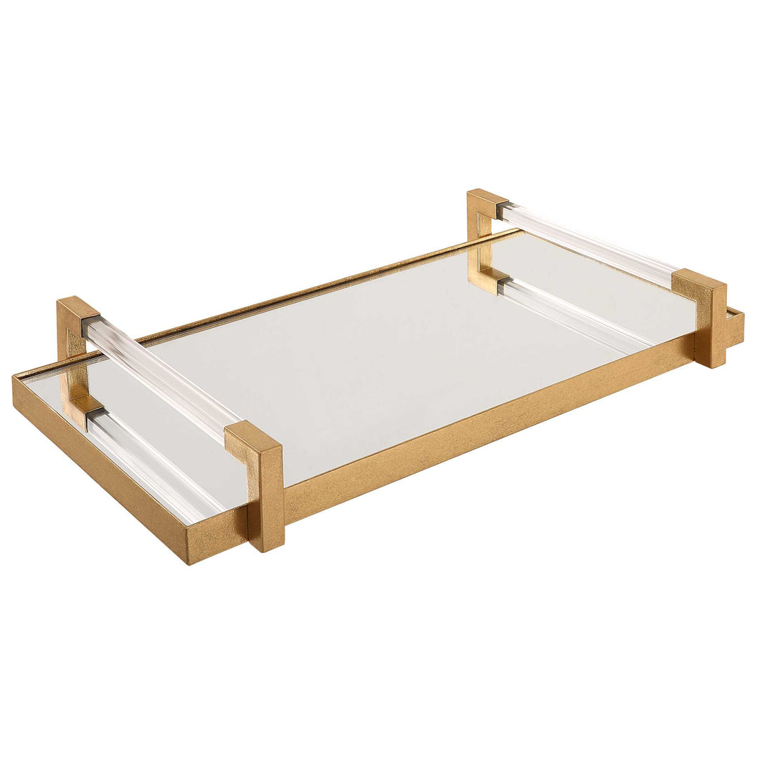 American Home Furniture Uttermost Deki Gold Mirrored Tray