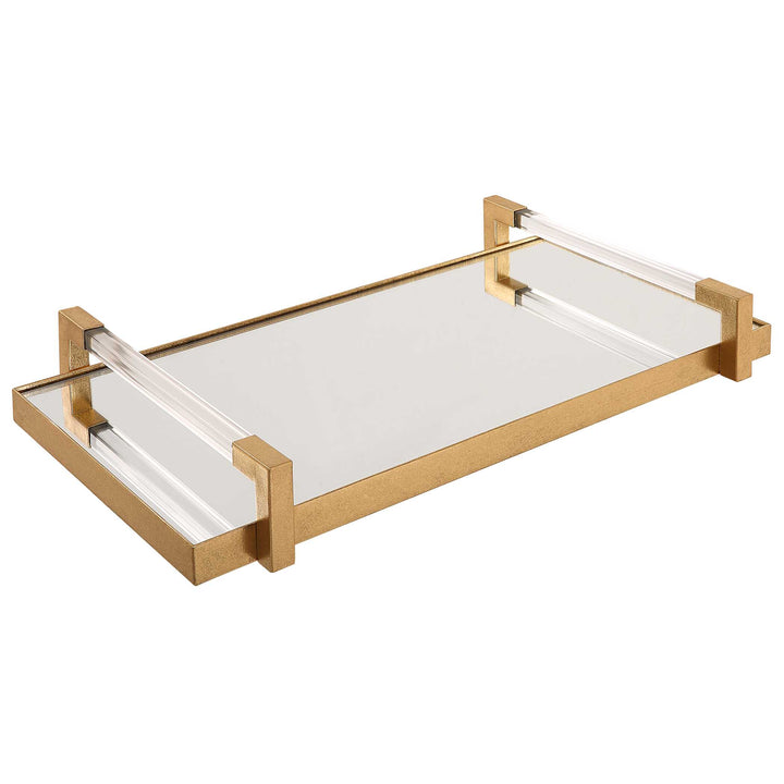 American Home Furniture Uttermost Deki Gold Mirrored Tray