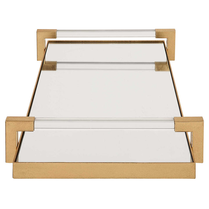 American Home Furniture Uttermost Deki Gold Mirrored Tray