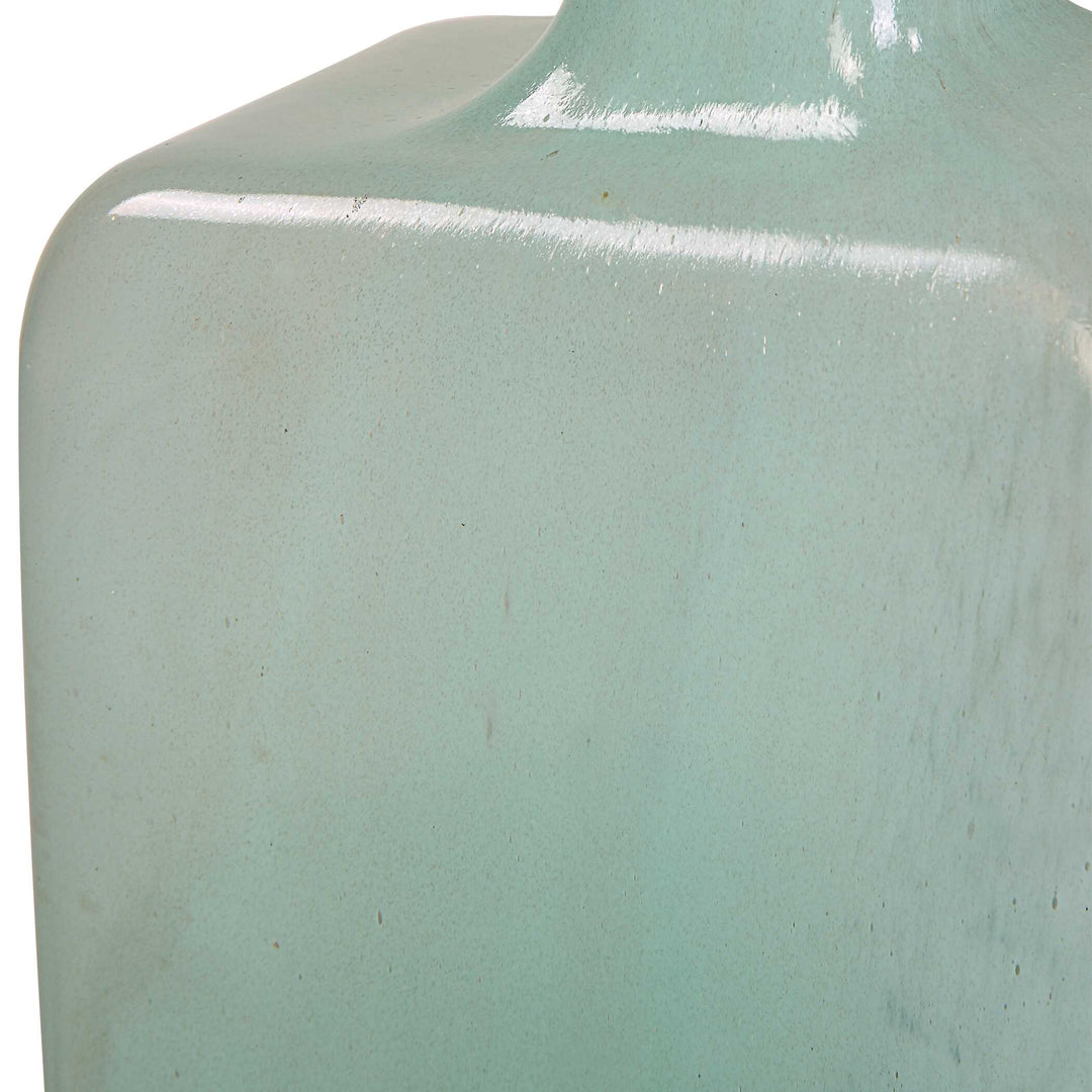 American Home Furniture Uttermost Fuze Aqua & Bronze Vases Set Of 2
