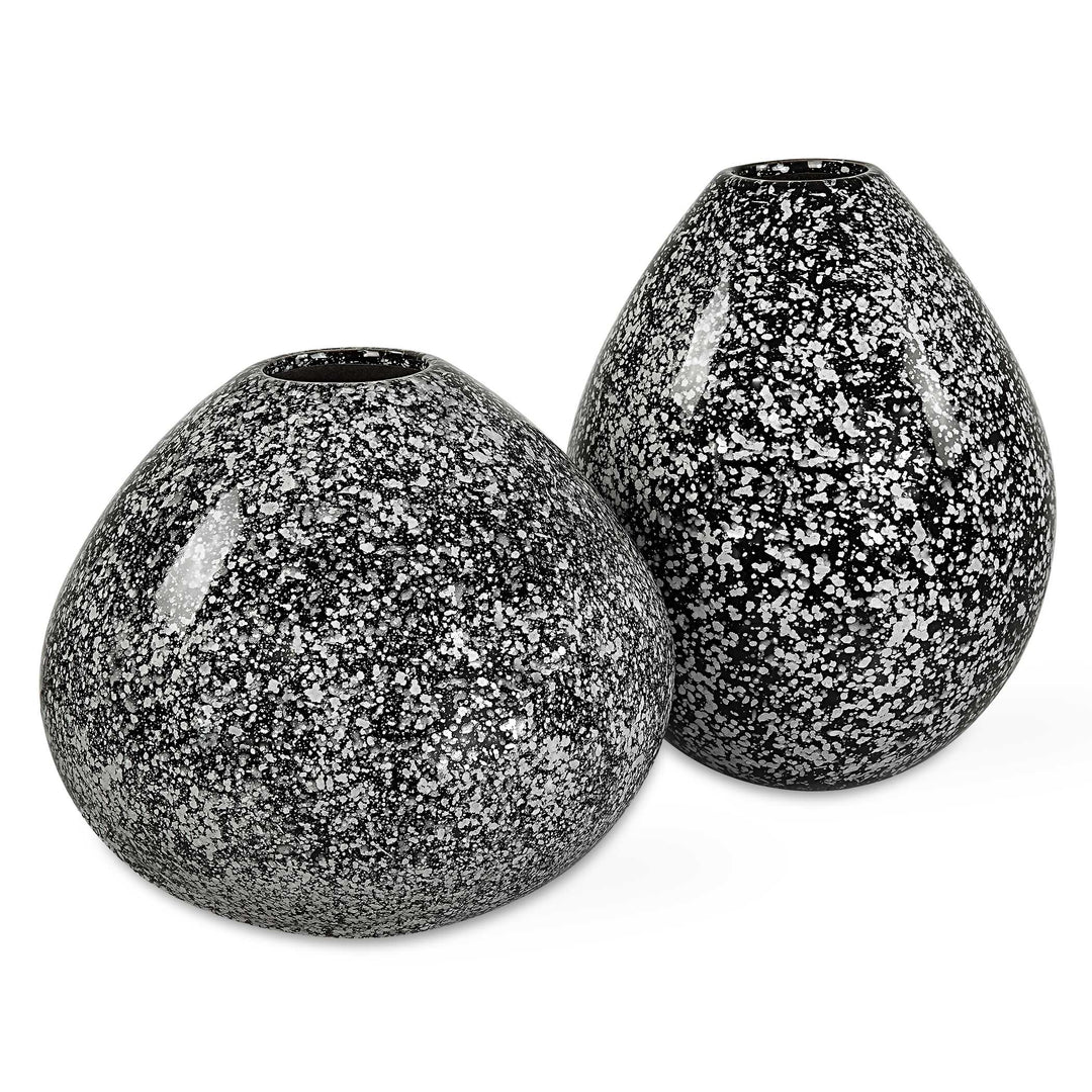 American Home Furniture Uttermost Cosmic Black & White Vases Set of 2