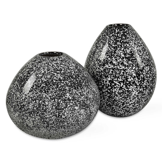 American Home Furniture Uttermost Cosmic Black & White Vases Set of 2