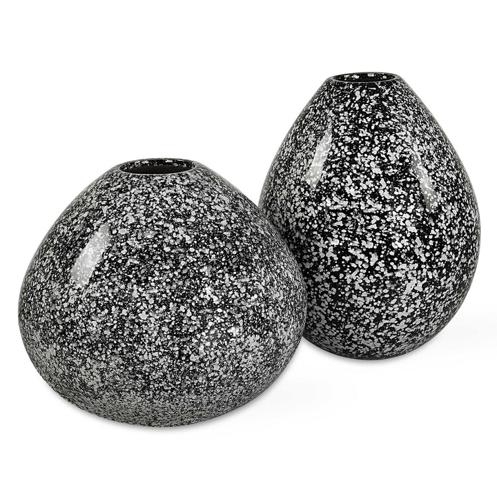 American Home Furniture Uttermost Cosmic Black & White Vases Set of 2