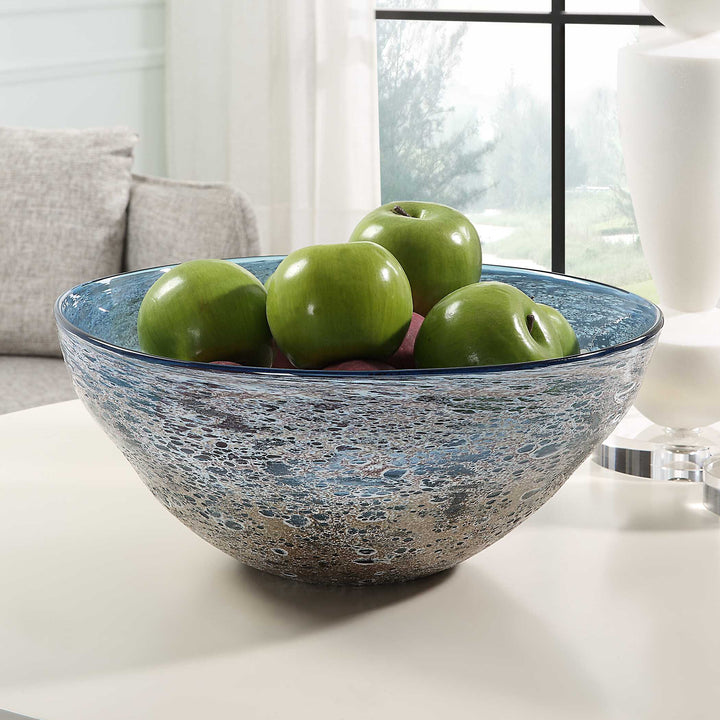 American Home Furniture Uttermost Genovesa Aqua Glass Bowl