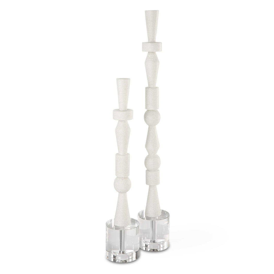 American Home Furniture Uttermost Norte White Stone Sculptures Set of 2