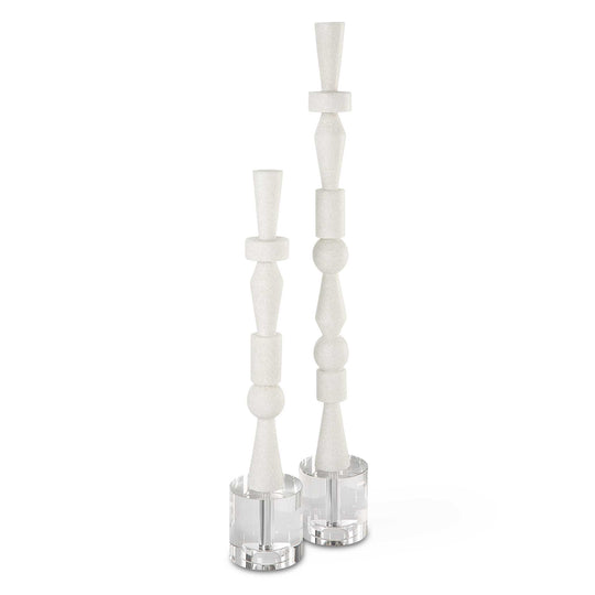 American Home Furniture Uttermost Norte White Stone Sculptures Set of 2