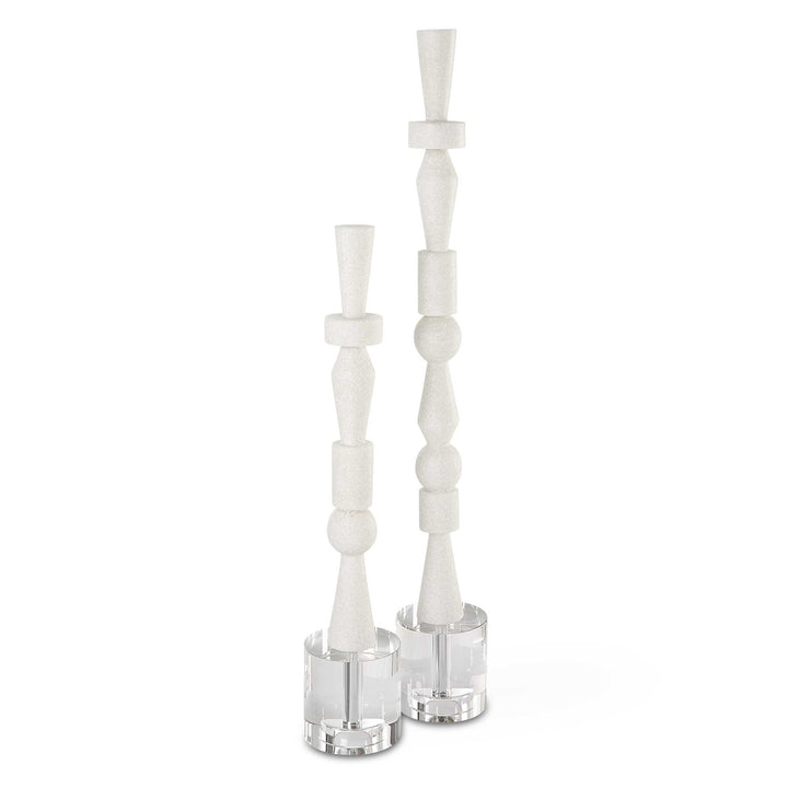 American Home Furniture Uttermost Norte White Stone Sculptures Set of 2