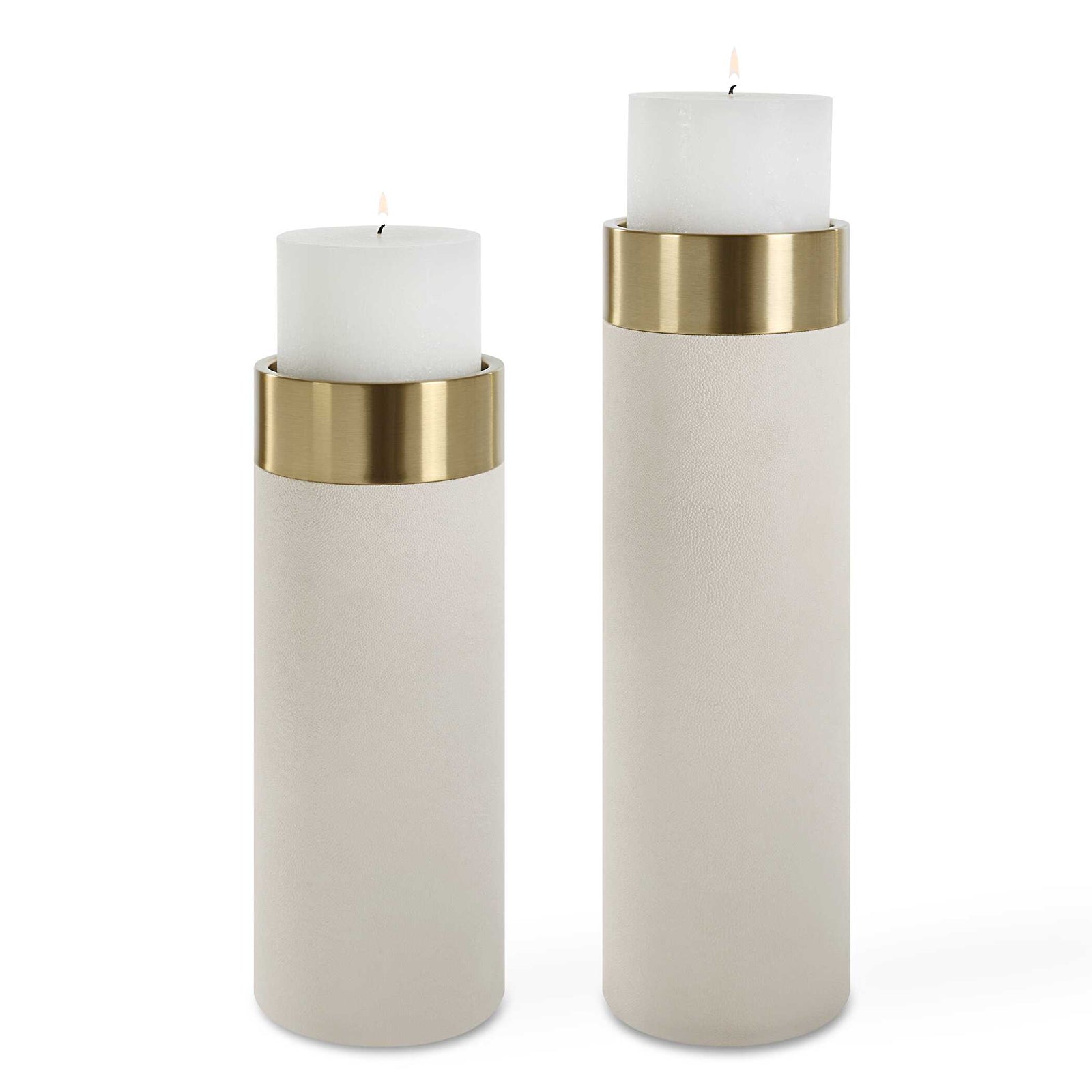 American Home Furniture Uttermost Wessex White Pillar Candleholders Set Of 2