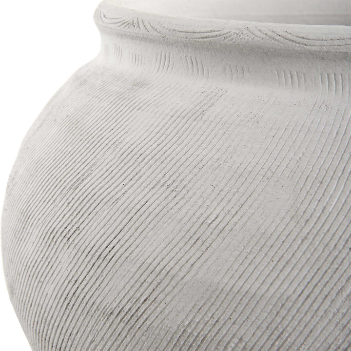 American Home Furniture Uttermost Floreana Round White Vase