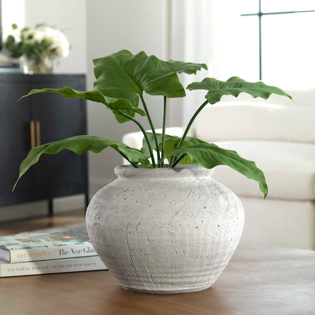 American Home Furniture Uttermost Floreana Round White Vase