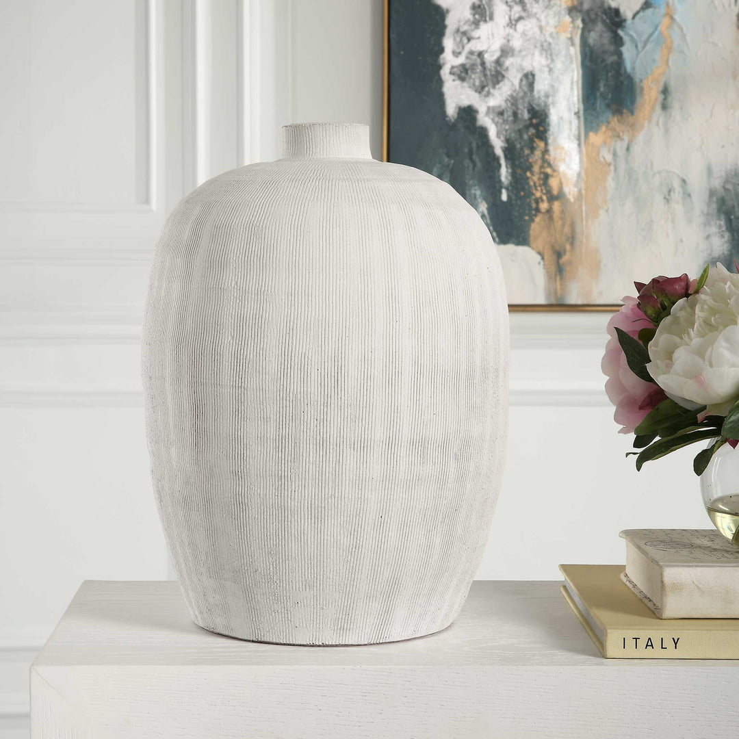 American Home Furniture Uttermost Floreana Medium White Vase