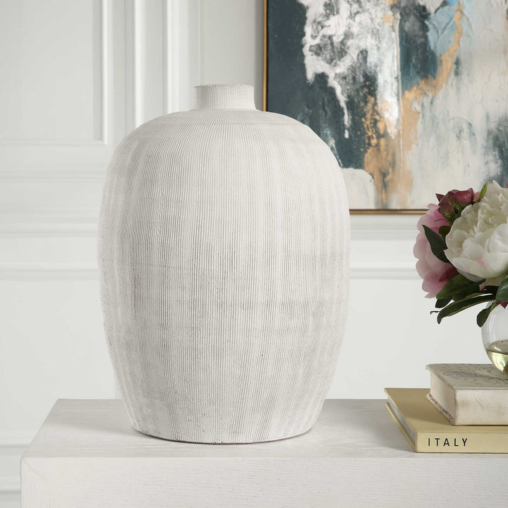 American Home Furniture Uttermost Floreana Medium White Vase