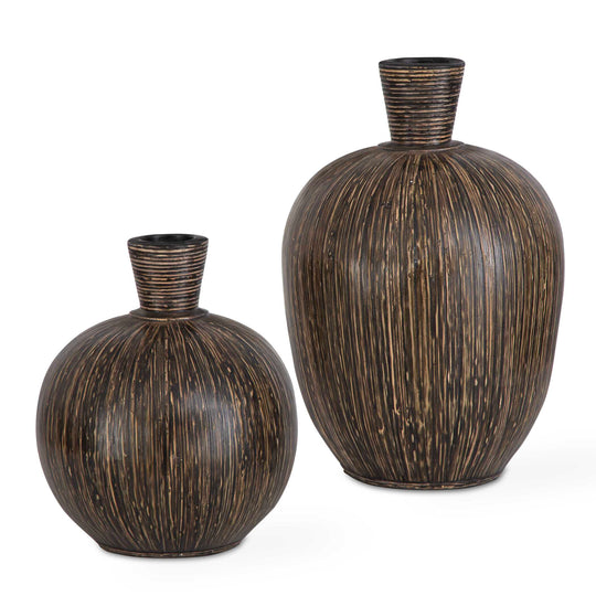 American Home Furniture Uttermost Islander Black Vases Set of 2