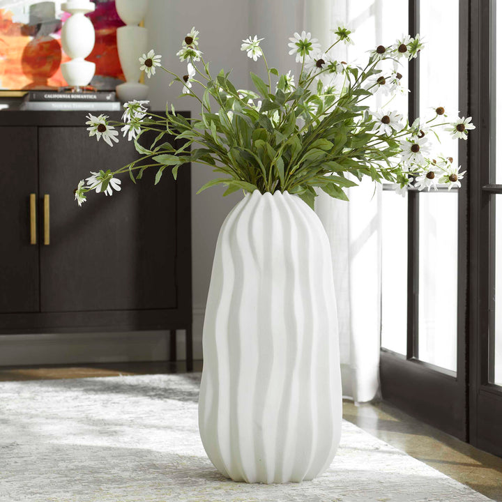 American Home Furniture Uttermost Merritt White Floor Vase