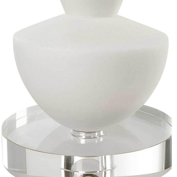 American Home Furniture Uttermost Lido White Stone Candleholders Set of 2