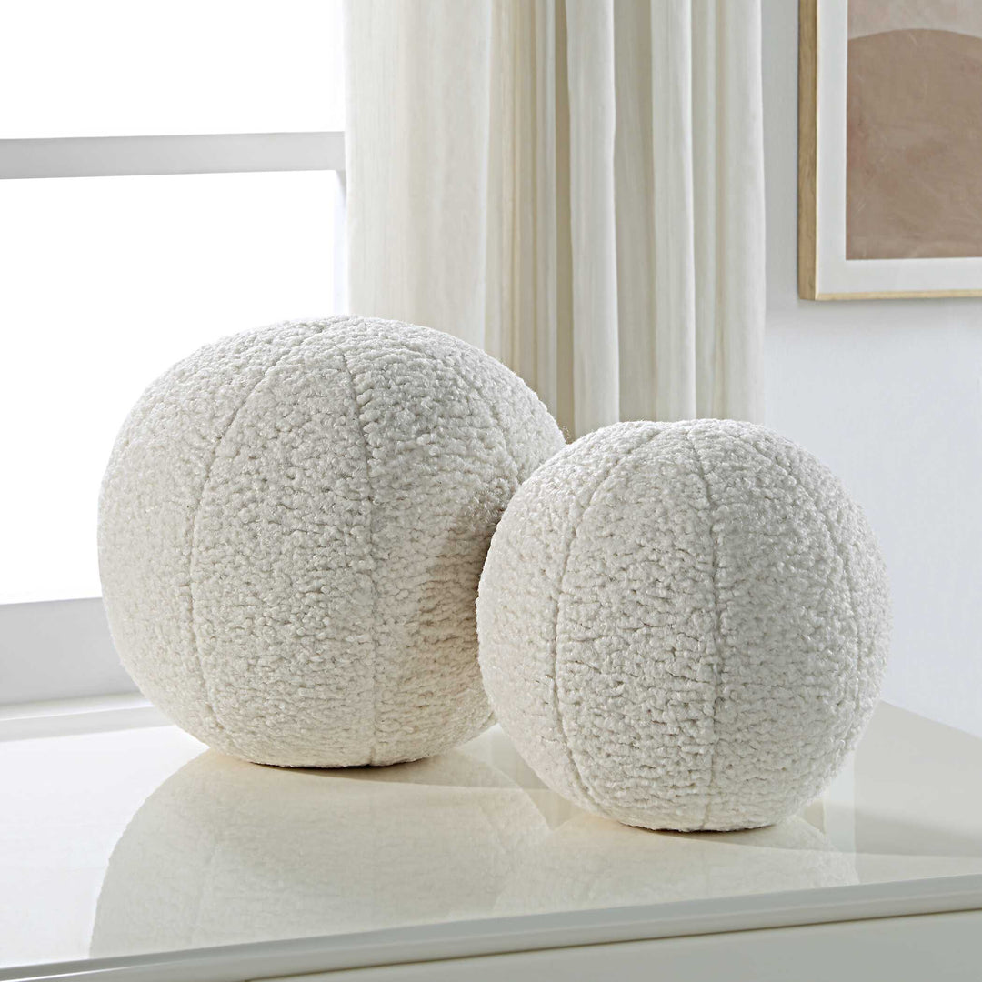 American Home Furniture Uttermost Capra Ball Sheepskin Pillows Set of 2