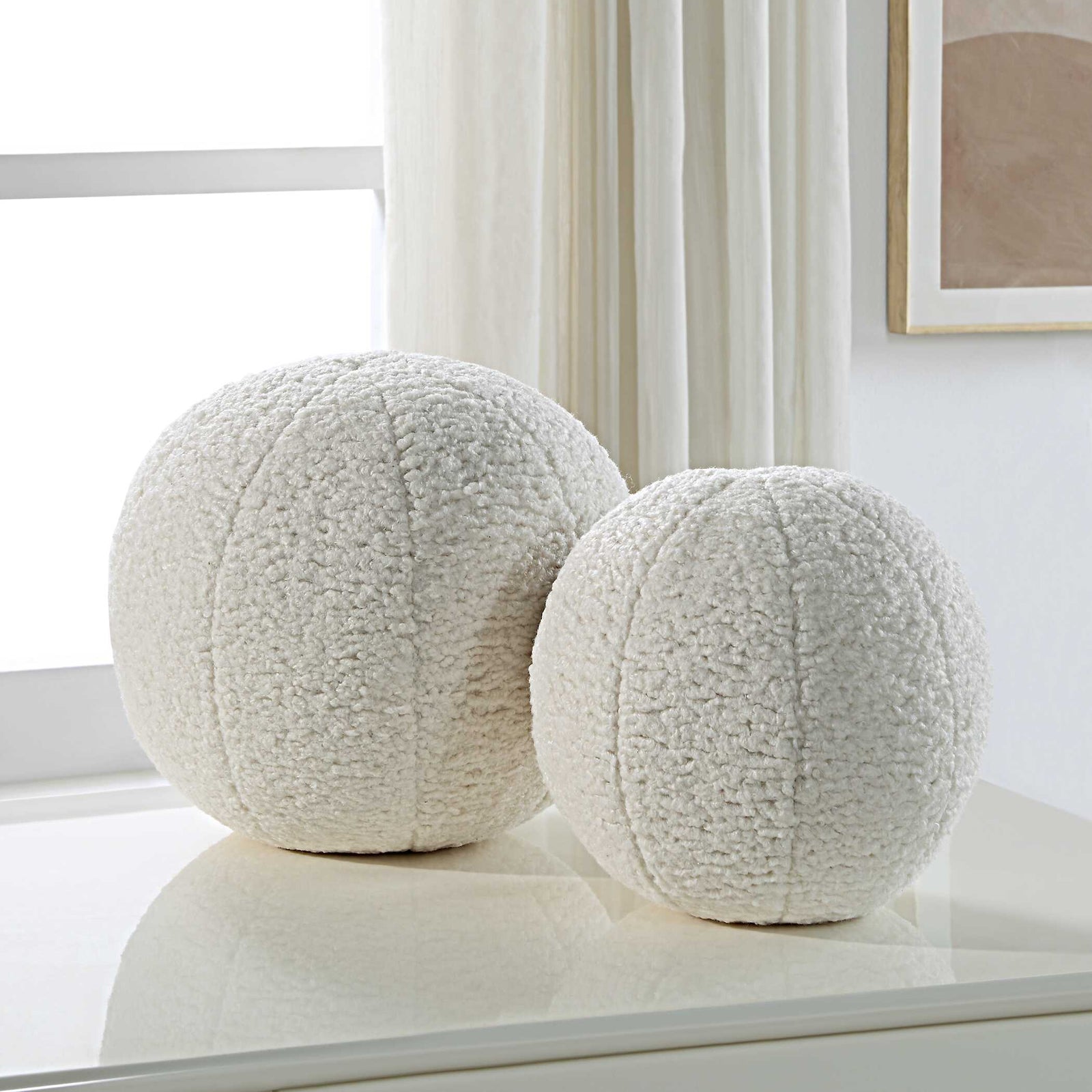 American Home Furniture Uttermost Capra Ball Sheepskin Pillows Set of 2