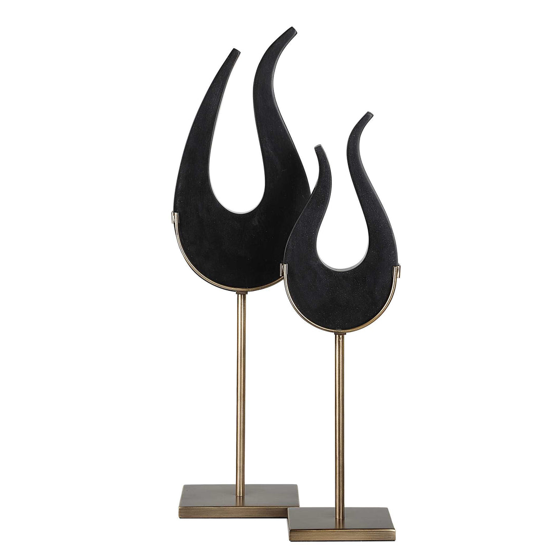 American Home Furniture Uttermost Black Flame Sculptures Set of 2
