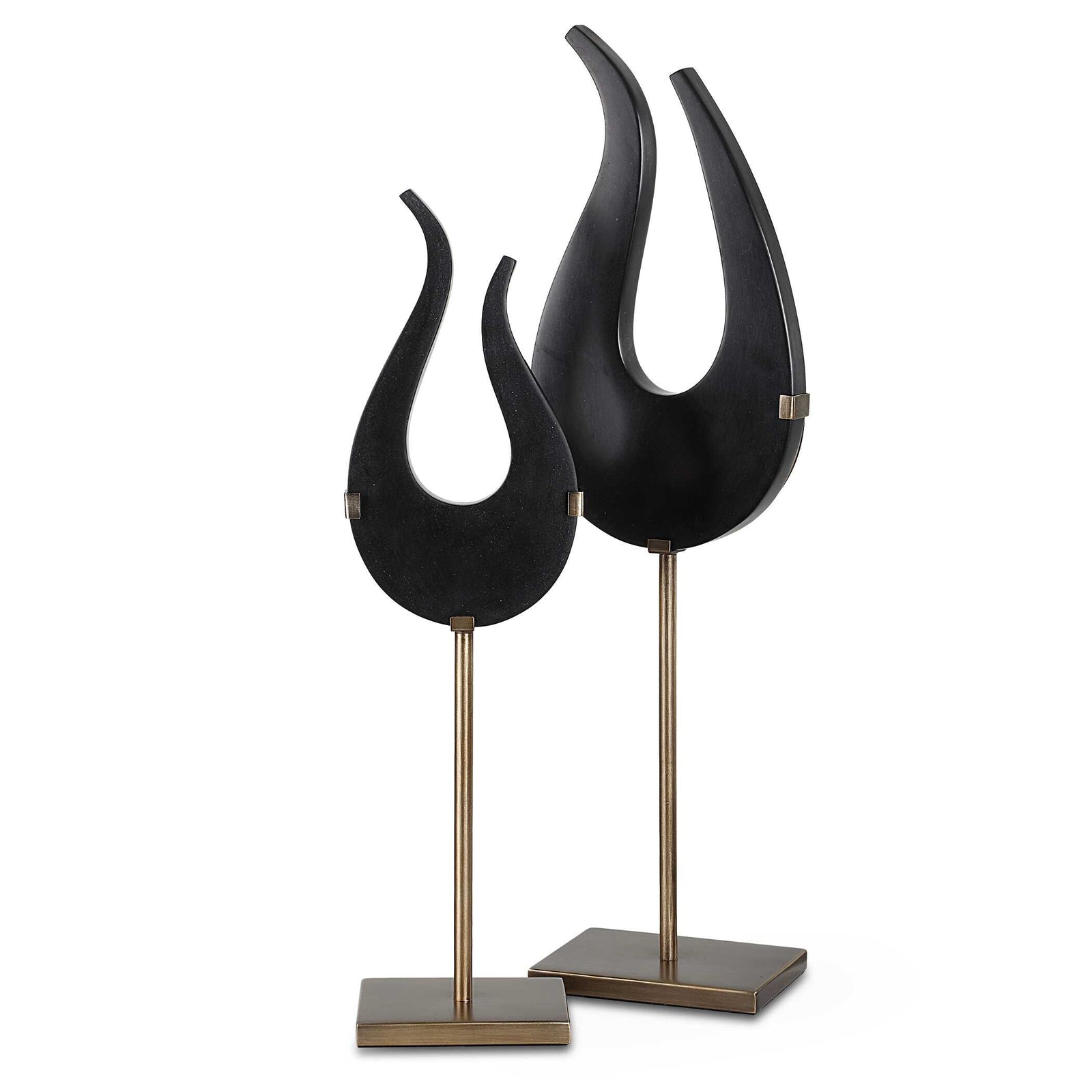 American Home Furniture Uttermost Black Flame Sculptures Set of 2