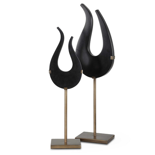 American Home Furniture Uttermost Black Flame Sculptures Set of 2