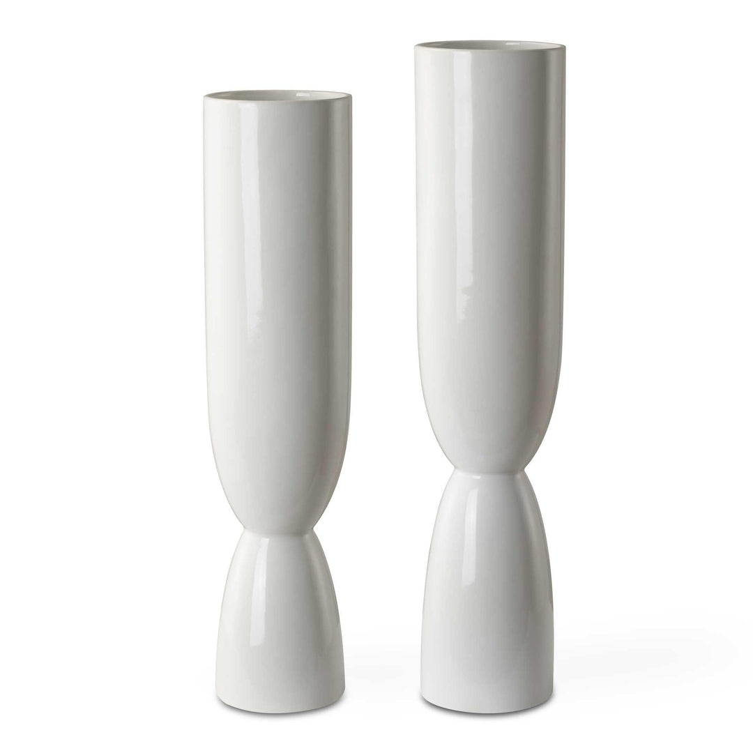 Kimist White Vases - Set of 2 - AmericanHomeFurniture