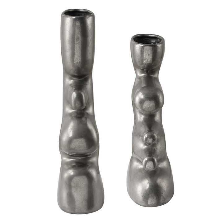 American Home Furniture Uttermost Free Flowing Nickel Vases Set of 2