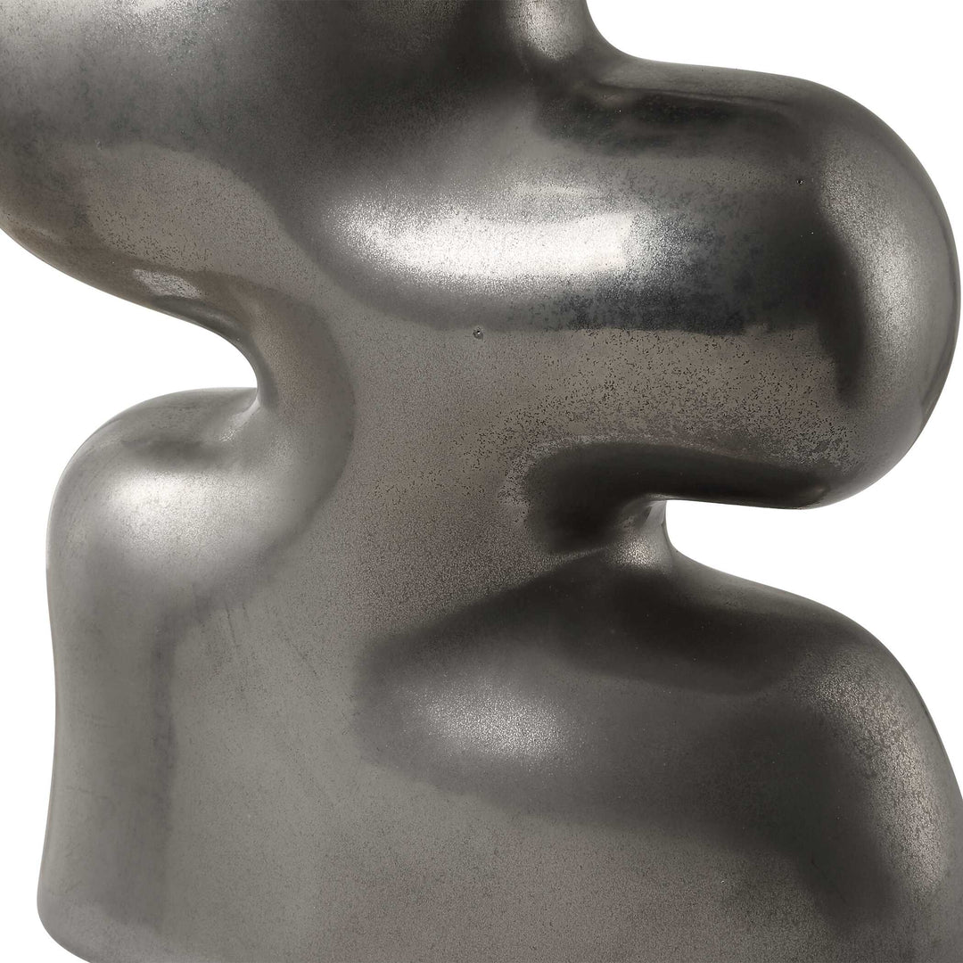 American Home Furniture Uttermost Free Flowing Nickel Vases Set of 2