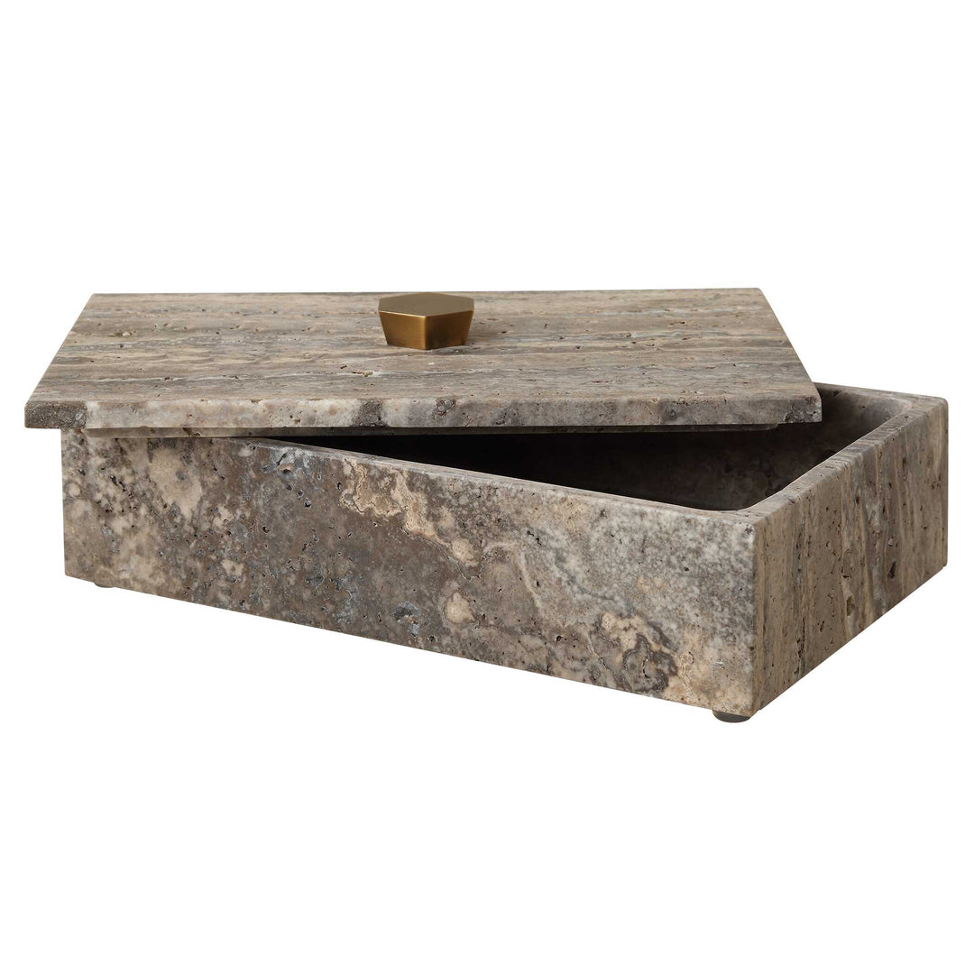 American Home Furniture Uttermost Griseus Travertine Stone Box