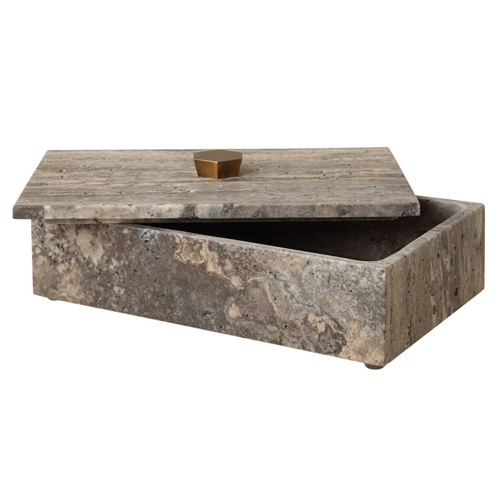 American Home Furniture Uttermost Griseus Travertine Stone Box