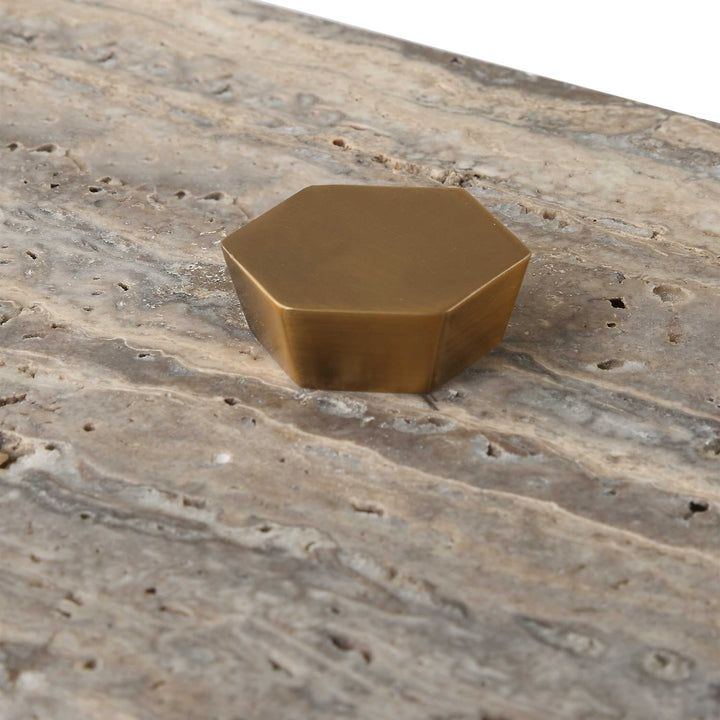 American Home Furniture Uttermost Griseus Travertine Stone Box
