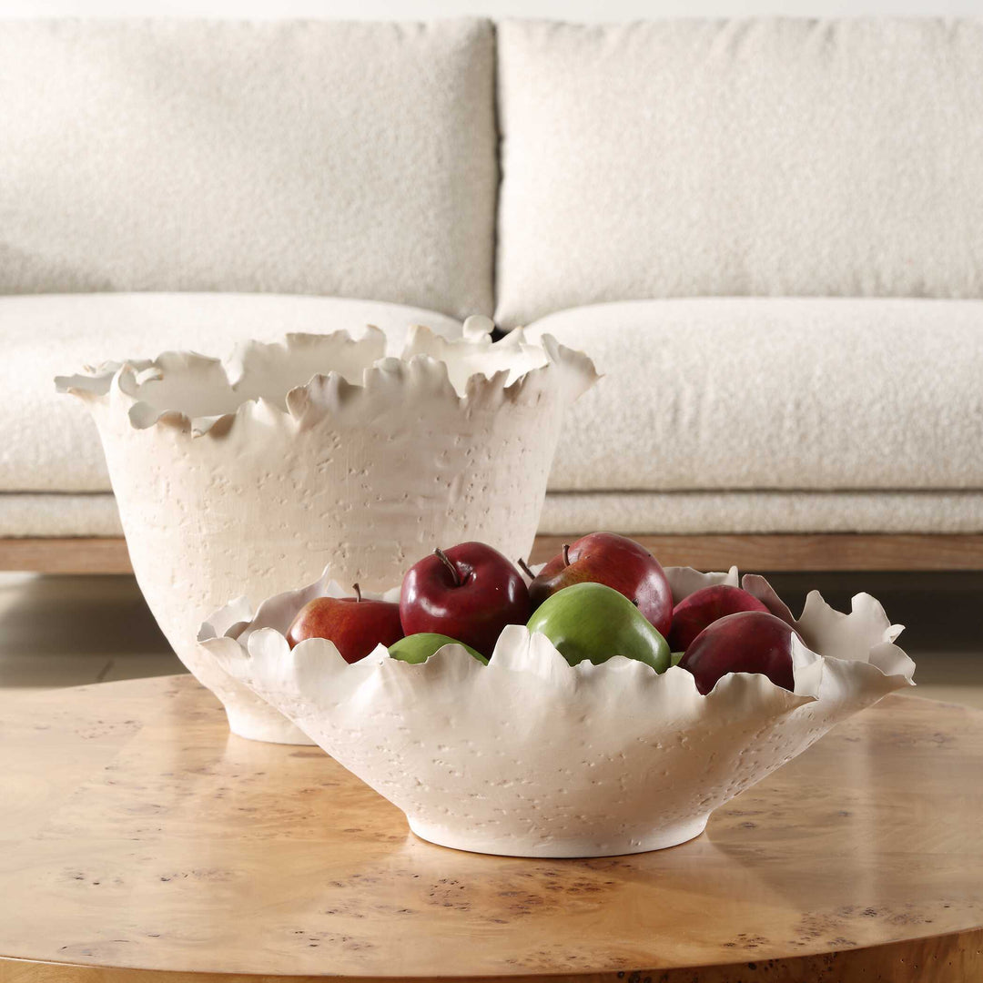 American Home Furniture Uttermost Blossom Tall Off-white Bowl