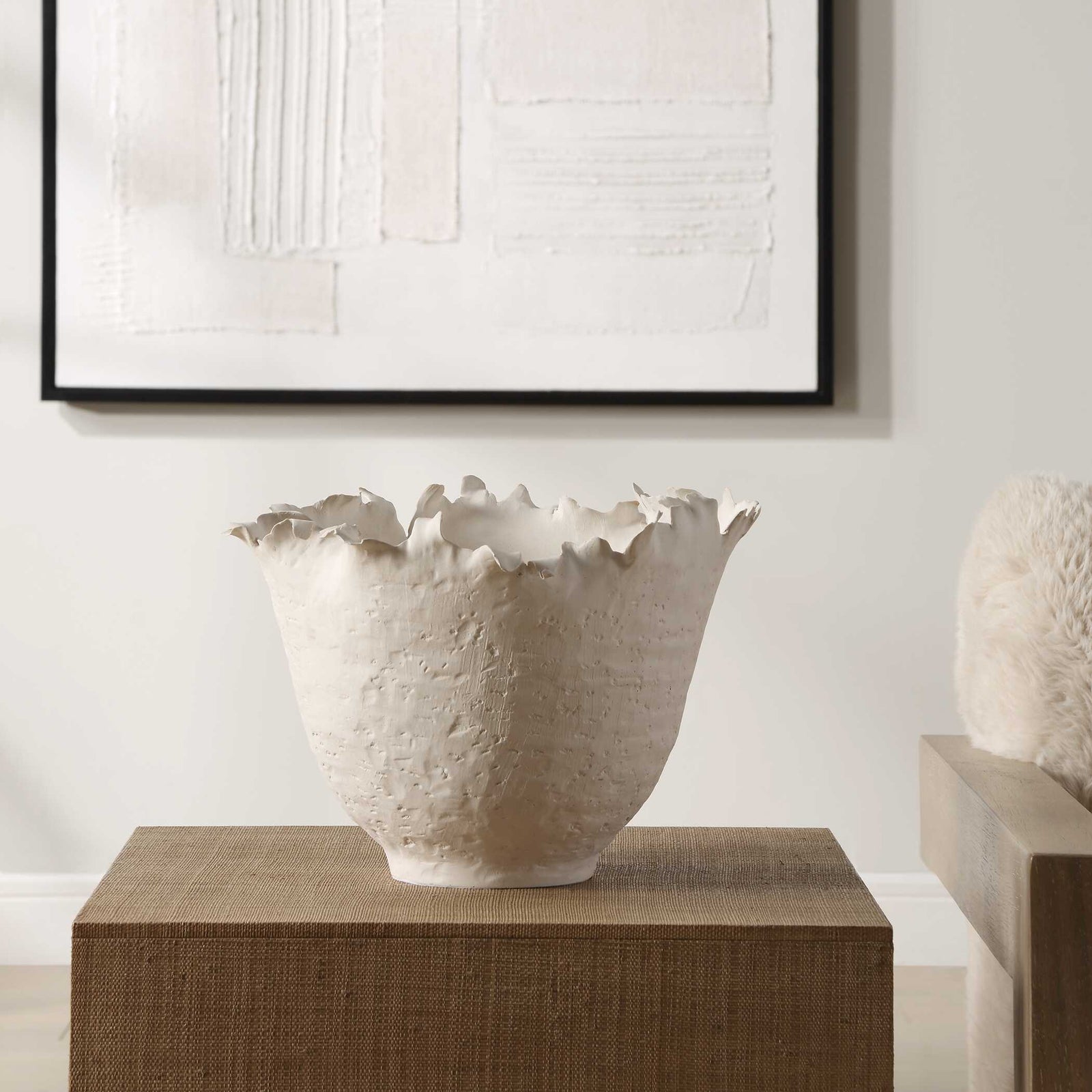 American Home Furniture Uttermost Blossom Tall Off-white Bowl