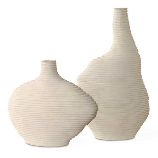 American Home Furniture Uttermost Duostacked Matte White Vases, S/2