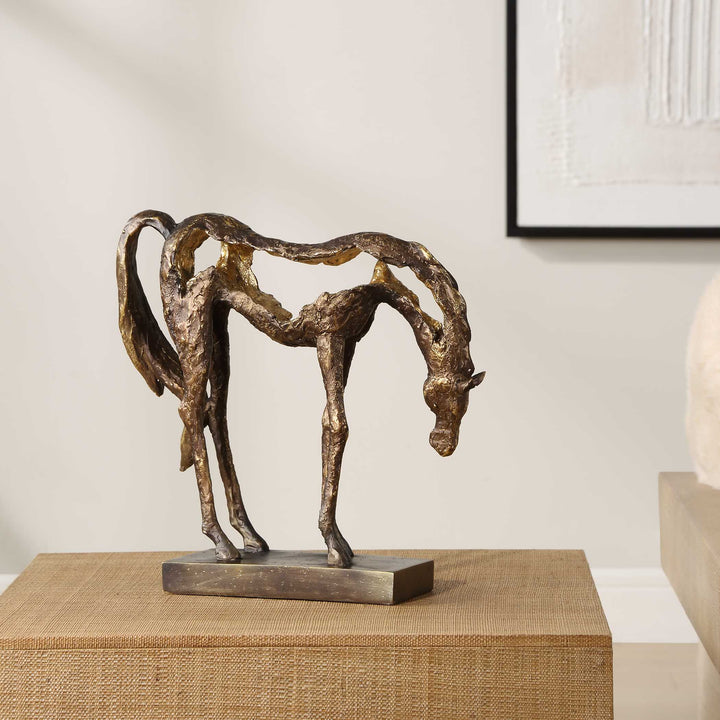 American Home Furniture Uttermost Openly Grazing Horse Sculpture