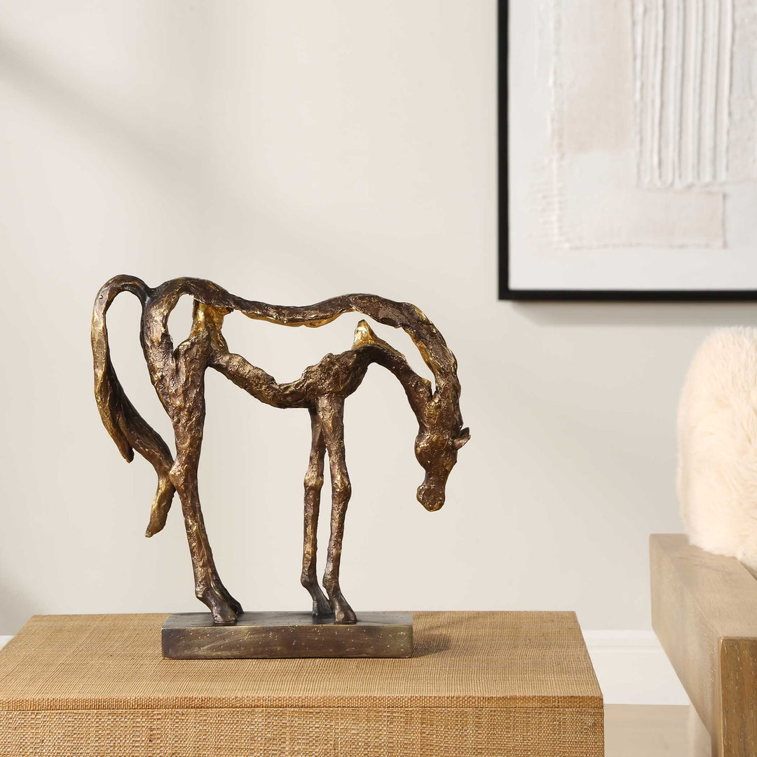 American Home Furniture Uttermost Openly Grazing Horse Sculpture