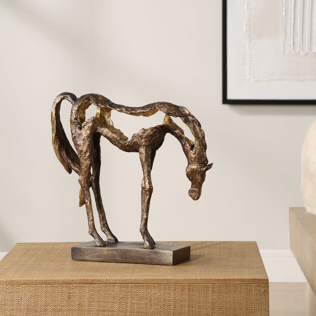 American Home Furniture | Uttermost - Openly Grazing Horse Sculpture