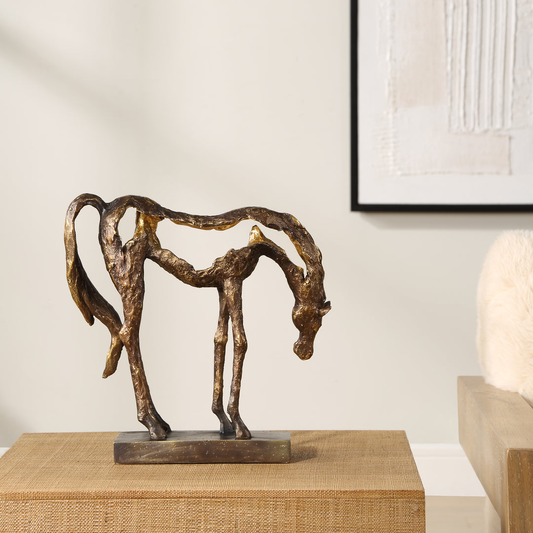 American Home Furniture | Uttermost - Openly Grazing Horse Sculpture