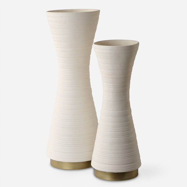 American Home Furniture | Uttermost - Ridgeline White Vases, S/2