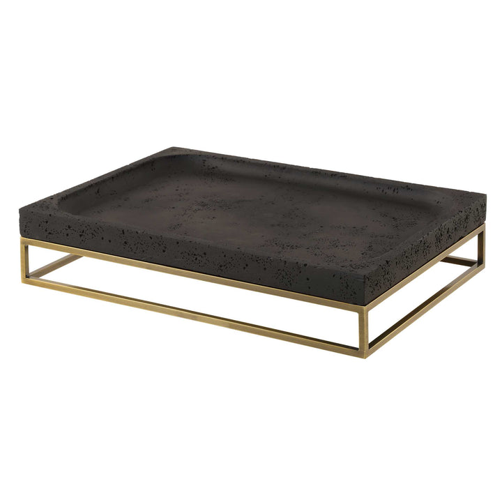 American Home Furniture Uttermost Shadowstone Cast Black Tray