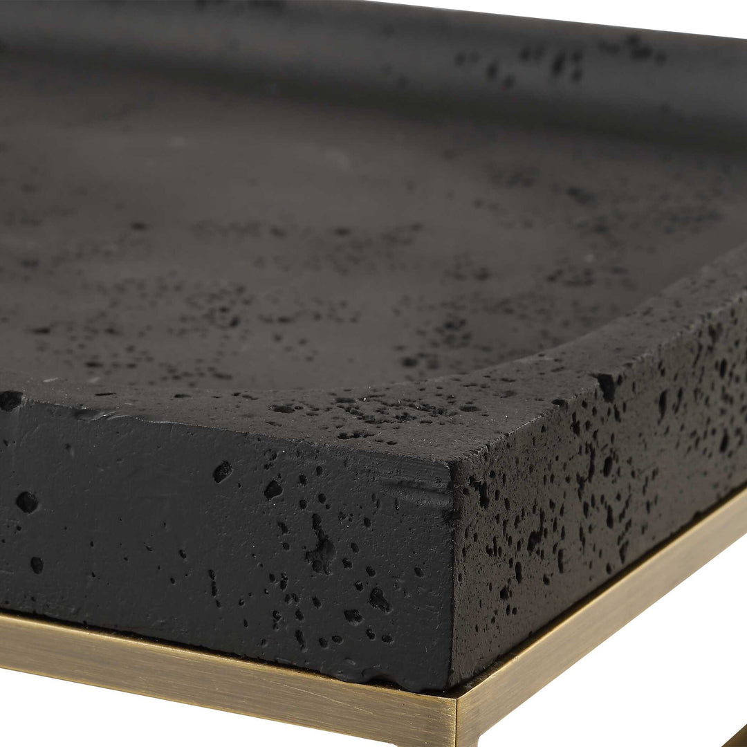 American Home Furniture Uttermost Shadowstone Cast Black Tray